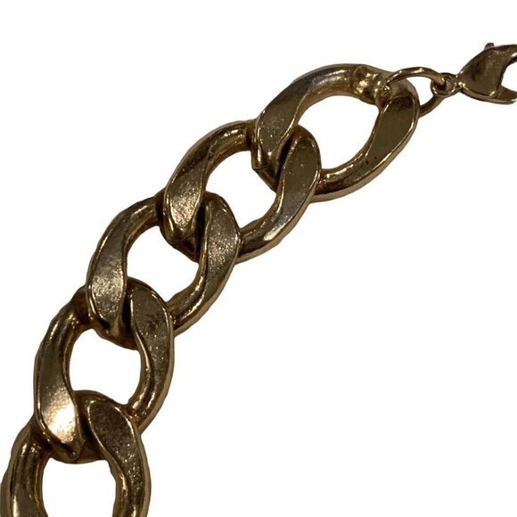 Aldo Statement Necklace Navy Blue Gold Big Chunky Bold Chain Retro Classic - Picture 10 of 12